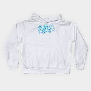 blue green water waves art Kids Hoodie